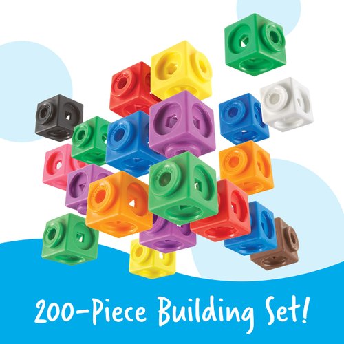 Learning Resources MathLink Cubes Big Builders - Set of 200 Cubes, Ages 5+, Develops Early Math Skills, STEM Toys, Math Games for Kids, Math Cubes for Kids,Stocking Stuffers