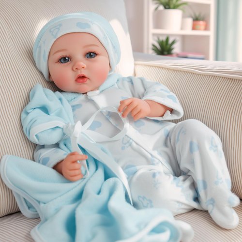 JIZHI Lifelike Reborn Baby Dolls - 12 inch Full Vinyl Body Anatomically Correct Realistic Newborn Baby Doll Boy Real Life Baby Dolls with Accessories for 3+ Year Old Gifts