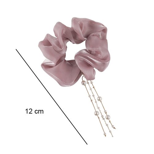 3 Pieces Solid Color Elastic Hair Scrunchies with Pearl Tassel Party Hair Tie Ponytail Holder Ropes Hair Accessories Headbands