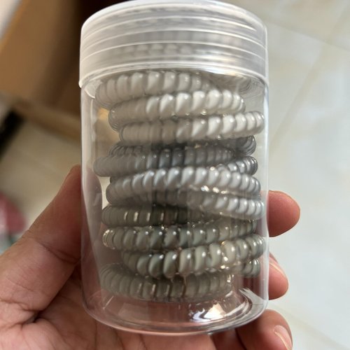 Hodooly 15 Pcs Spiral Hair Ties, Coil elastics Hair Ties, Gray Medium Spiral Hair Ties,No Crease Hair Coils, Telephone Cord Plastic Hair Ties