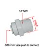 MALIDA Straight 5/16" OD Tube x 1/2" Male Thread Adapter Tube Push to Connect Fittings for Reverse Osmosis RO water filter System Faucet Adapter.