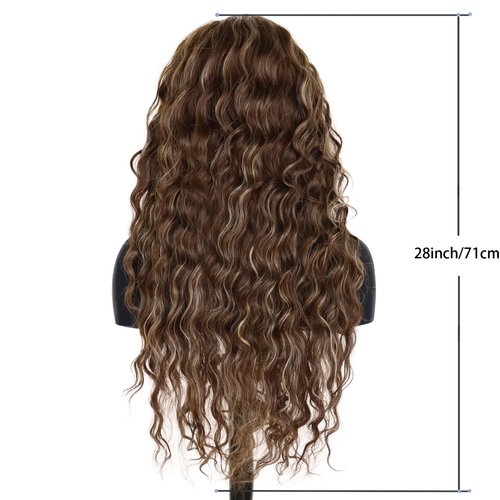 GNIMEGIL Long Curly Wig Brown Wig Mix Blonde Color Wavy Synthetic Hair Wigs for Women for Daily Wear Carnival Party Cosplay Halloween Costume Wigs