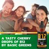 BASIC GREENS Vitamin B12 Sublingual (2 Pack X 2 Fl Oz) - Vegan B12 Methylcobalamin B12 Liquid, Liquid B12, B12 Drops, B 12 Vitamin, Liquid B-12 Vitamin, Cherry Flavor