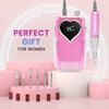 Electric Nail Drill Machine Professional Rechargeable 35000 RPM Nail Drill, Cordless Electric Nail File for Acrylic, Portable E-File with Battery,Polishing, Nail Removing for Salon at Home (Pink)