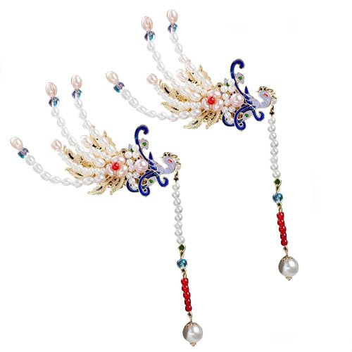 Leadigol 2pcs Vintage Pearl Hair Stick,Japanese Hairpins Pearl Tassel Hair Sticks,Chinese Hair Chopsticks with Tassels,Classic Style Pearl Hair Clip Hair Accessories