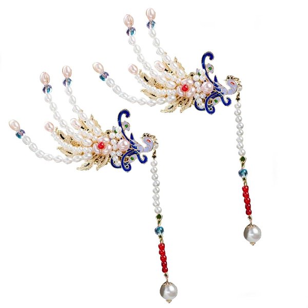 Leadigol 2pcs Vintage Pearl Hair Stick,Japanese Hairpins Pearl Tassel Hair Sticks,Chinese Hair Chopsticks with Tassels,Classic Style Pearl Hair Clip Hair Accessories