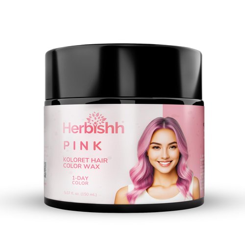 Herbishh Koloret Temporary Hair Color Wax, Pink Hair Dye, Instant Hair Color Wax Washable, Vegan Hair Color, Hair Paint, Temporary Hair Dye, DIY Temporary Hair Color for Kids, Men & Women 5.07 fl