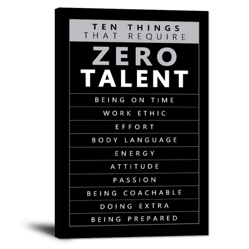 Motivational Wall Art for Office,10 Things that Require Zero Talent Poster,Office Artwork,Inspirational Zero Talent Quotes Wall Art Gifts Framed Ready to Hang-12x18 inches