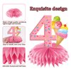 We All Scream 4 Ice Cream Birthday Party Decorations Honeycomb Centerpieces for Girl Boy, 4 Year Old Ice Cream Donut Theme Bday Table Centerpieces Party Supplies, I Scream Fourth Bday Table Decor Sign