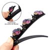 CROWN GUIDE Sparking Crystal Stone Braided Hair Clips for Women Curly/Thick/Fine Hair, Rhinestone Hair Clips, Barrette with 3 clips for Girl, Alligator Duck Billed Hair Clips, Flower Claw Clip French