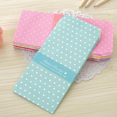 SCStyle 50 Pack Colored Envelopes 3.35 x 6.89 Inches 10 Unique Design Cute Coin invitation Gift Card Postcard Colorful Envelopes