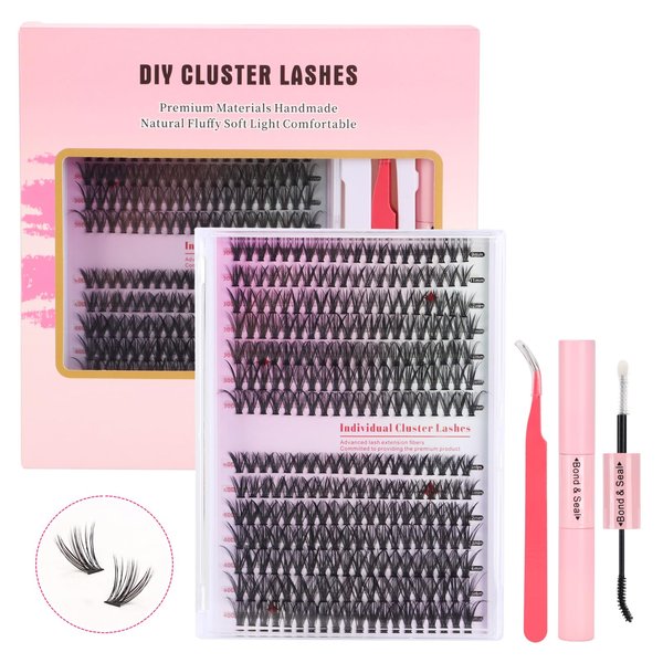 30D-40D Eyelash Extension Kit, 10-18mm DIY Kit with Glue Eyelashes, lash clusters，Double Ended Glue Tweezers Set，diy lash extension kit.