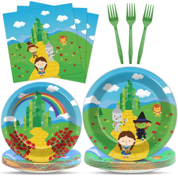 party greeting 96PCS The Wonderful Birthday Party Supplies Set Party Tableware Kit Themed Party Dinnerware for Kids Adult Birthday Baby Shower Serve 24