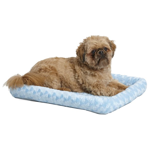 MidWest Homes for Pets Bolster Dog Bed 24L-Inch Blue Dog Bed or Cat Bed w/ Comfortable Bolster | Ideal for "Small" Dog Breeds & Fits a 24-Inch Dog Crate | Easy Maintenance Machine Wash & Dry