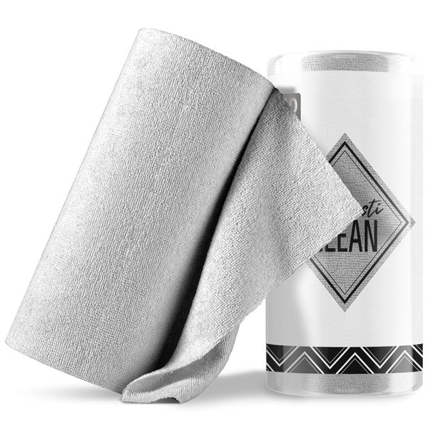 Fantasticlean Microfiber Cleaning Cloth Roll -40 Pack, Tear Away Towels, 12" x 12", Reusable and Washable Rags, for Auto, House, Shop, Garage or Kitchen (Grey)