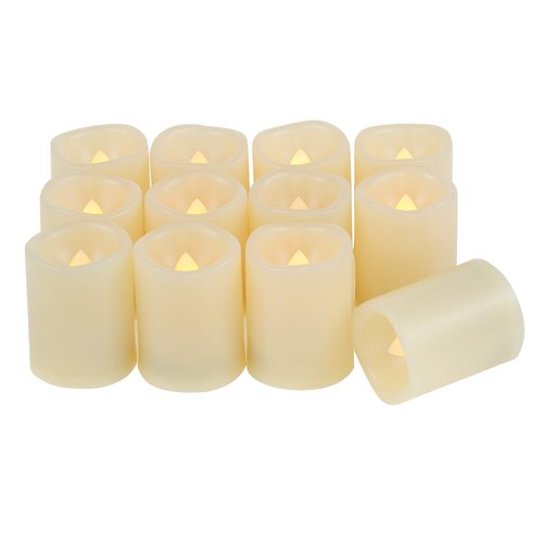Candle Choice Set of 12 Flameless Candles, Flameless Votive Candles LED Votives with Timer, Battery-operated LED Candles with Timer, Long Battery Life 200+ Hours, Battery Included.