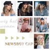 Qlenkay Newsboy Cap with Bob Hair Extensions Black Hat Wig 8 Panel Visor Beret Attached Synthetic 14'' Short Curly Wavy Hairpiece for Woman Ash Blonde