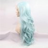 Kalisa Pastel Blue Wig for Women Long Wavy Ice Blue Free Part Wig Synthetic Lace Front Wig Heat Resistant Fiber Glueless Wigs Cosplay Darg Queen 24''