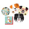 Puppy Dog Themed Party Supplies: Bundle Includes Shaped Dinner Plates, Dessert Plates, and Luncheon Napkins for 8 People