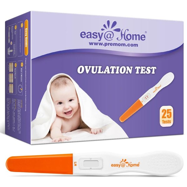 Easy@Home 25 Ovulation Predictor Kit Test Sticks, FSA Eligible Midstream Fertility Tests, Powered by Premom Ovulation Predictor App and Period Tracking