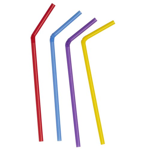 Comfy Package [500 Count] Flexible Plastic Drinking Straws - Disposable Swizzle Sticks - 7.75" High - Assorted Colors