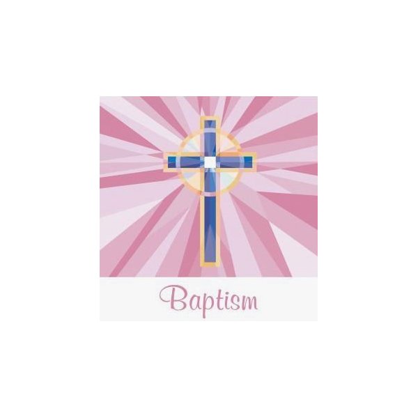 Baptism 3-Ply Beverage Napkins, Pink Stained Glass 36 Per Pack by Creative Converting