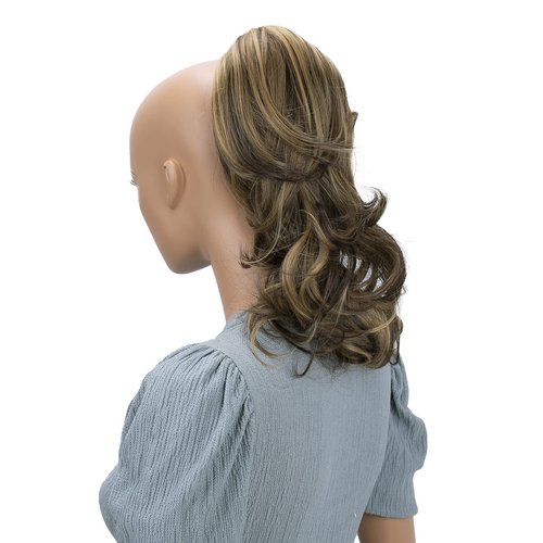 CAISHA 14" Wavy Clip On Ponytail With Butterfly Clip Hairpiece Heat-resistant Synthetic Fibres Brown Mix H60C
