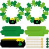 Engrowtic 24 Sets St. Patrick's Day Wreath Crafts Kits Irish Clover Shamrock Wreath Decorating Kit DIY Lucky Shamrock Home Decorations for Kids Classroom Home Activities Fun Party Favors