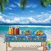Kesfey 3 Packs Pool Party Tablecloths 51 x 87 Inch Waterproof Plastic Beach Tablecloth Water Print Hawaiian Party Table Cover with Sea Wave Backdrop for Swimming Pool Party Beach Birthday Decoration