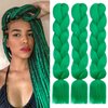 HAIRCUBE Green Braiding Hair 24 Inch 3 Packs Pre Stretched Box Braids Colorful Twist Braiding Hair Extensions Synthetic Crochet Braiding (Green)