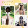 Ambesi Ribbon Hair bow Clips, 2PCS Silky Satin Hair Bows Hair Clip Black White Hair Ribbon Ponytail Holder Accessories for Women Girl Long Tail Hair Bow Clips Hair Barrette Dress Up Accessories