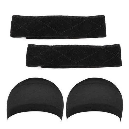 Velvet Wig Grip Headbands and Mesh Wig Caps Set - Edge Saver No Slip Elastic Headbands for Women,...