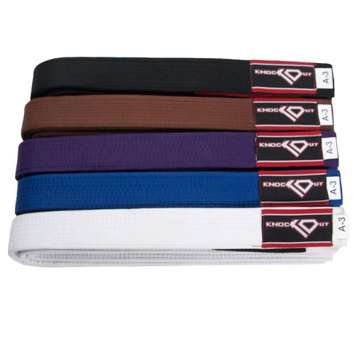 KO Sports Gear - Brazilian Jiu Jitsu Belt - Adult BJJ Gi Belts for Martial Arts (White, A5)
