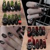 editTime 3D Metal Punk Nail Charms Jewels Kit, 300pcs Alloy Chrome Cone Rivet Spike Snake Skull Studs with 9pcs Big Glass Pointed Bottom Rhinestones and 200pcs Flatback Resin Rhinestones (gunblack)