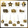59 Pcs Happy Retirement Party Decorations, Happy Retirement Banner, Cake Topper , Cupcake Toppers, Honeycomb Centerpieces Swirls Party Supplies for Women Men (Gold/Black)