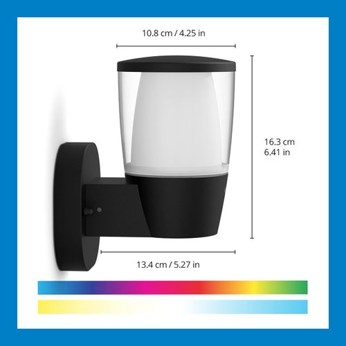 WiZ Connected Color Elpas - Pack of 1 - Smart WiFi - Outdoor LED Wall Light - 16 Million Colors - Compatible with Alexa Google Assistant, Bluetooth Compatible, No Hub Required