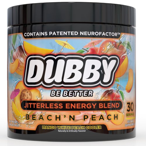 Dubby - Gamer Energy Drink Powder for Gaming - Sugar Free Energy Drinks, Nootropics Jitter-Free Natural Energy Powder, Mango White Peach Flavor, 30 Serving, 5.61 Ounces (Beach'n Peach)