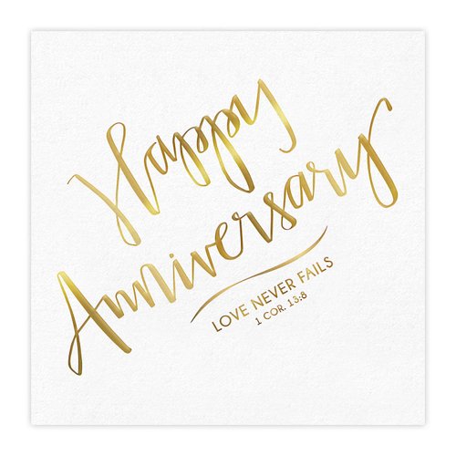 Creative Brands Faithworks-Slant Collections 20-Count Paper Napkins, 5 x 5-Inch, Happy Anniversary