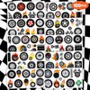 100 PCS Wheel Tire Checkered Flag Temporary Tattoos Themed Birthday Party Decorations Favors Supplies Décor Race Car Black And White Tattoo Stickers Gifts For Game Boys Girls Classroom School Prizes