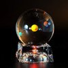Solar System 3D Crystal Ball with LED lamp Base Clear 80mm (3.15 inch) Glass Birthday Gift for Kids, Teacher of Physics, Valentine's Day Gifts, Lover of The Universe, Boy/Friend, Classmates