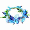 Blue Butterflies Crown Flowers Headband Hair Wreath Floral Garland Headpiece