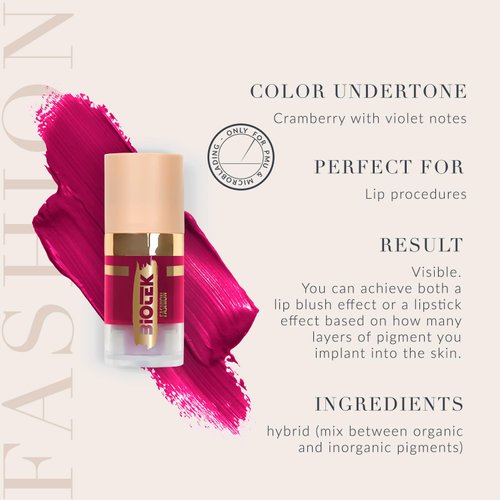 Biotek Lip Pigment for Permanent Makeup - Black Cherry Color for Lip - Made in Italy - Fashion 0,24 fl.oz.