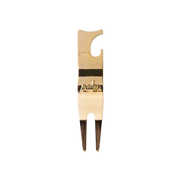 Palm Divot Repair Tool, Ergonomic 4 in 1 Design, U Shaped Top to Rest Clubs, Bottle Opener, Lightweight and Sturdy (Gold)