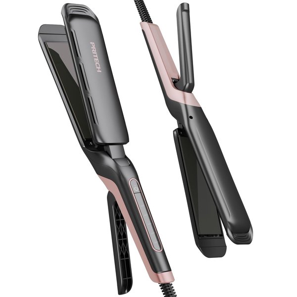 PRITECH Professional Hair Straightener 1.77-inch Wide Plate Titanium Flat Iron, 5 Adjustable Temp(290-450℉), Frizz-Free Dual Voltage Easy Use and Effortless