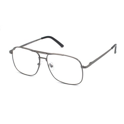 EYE ZOOM Readers Metal Frame Square Aviator Style Geek Reading Glasses for Men (Gunmetal, Strength: +1.75)