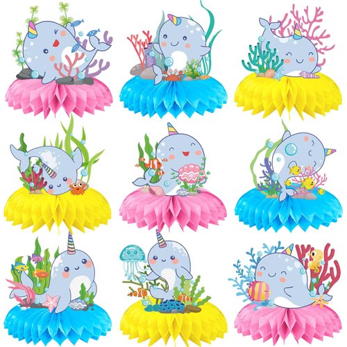 Narwhal Birthday Decorations Honeycomb Centerpieces Party Supplies Narwhal Themed Table Decorations