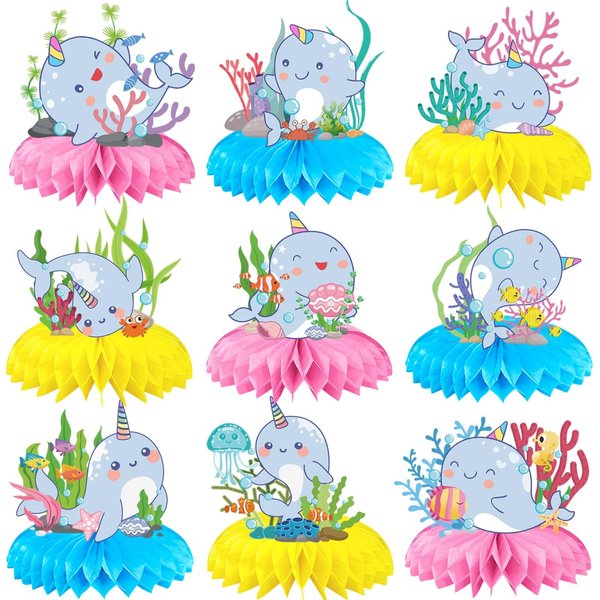 Narwhal Birthday Decorations Honeycomb Centerpieces Party Supplies Narwhal Themed Table Decorations