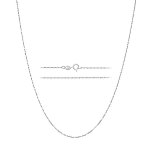 KISPER Sterling Silver Box Chain Necklace – Thin, Dainty, 925 Sterling Silver Jewelry for Women & Men with Spring Ring Clasp – Made in Italy, 18”