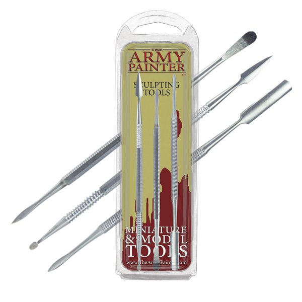 The Army Painter Clay Sculpting Tools - Set with Three Double Ended Stainless Steel Dab Tool, Polymer Clay Tools for Modeling Plastic, Resin, and Metal Miniatures - Green Stuff Putty Tool Clay