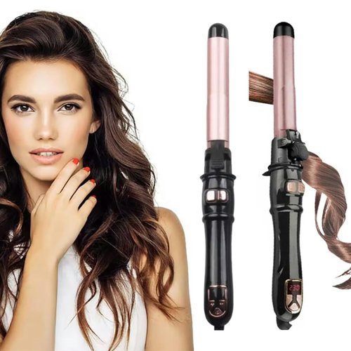 SKERTS Rotary Curler, 1 inch, User-Friendly Curler for Smoothing Curl Control, Dual Voltage, Automatic Shutdown, Automatic Rotating Curling Iron, Rose Gold